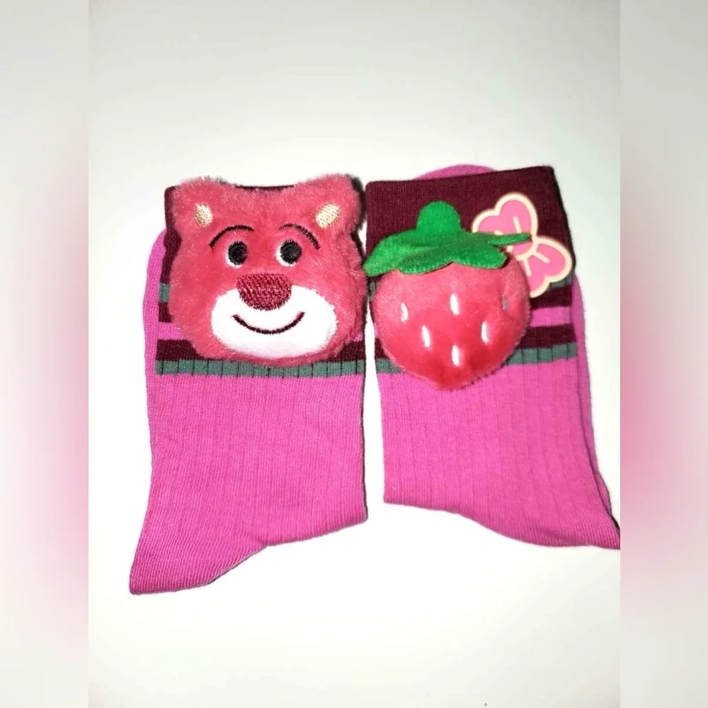 Disney Toys Story Lotso Bear Mid-calf Fashion Cartoon Anime Funny Ugly Socks NIB